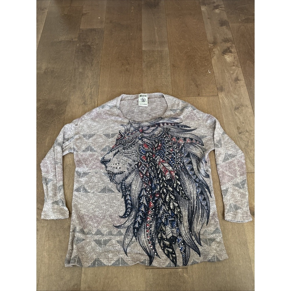 Vocal Floral Sweater Women's Lightweight Vintage Small